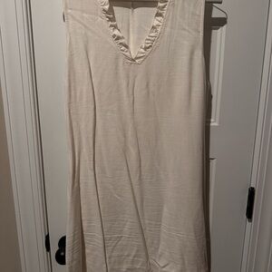 Cream Sleeveless V-Neck Dress